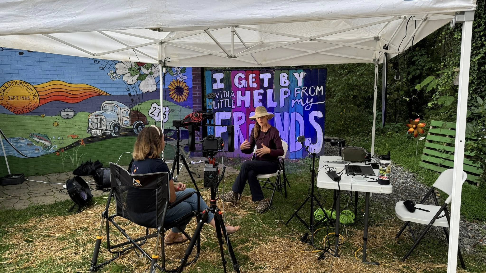Filming an interview